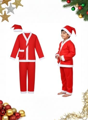 PoPo Toys Santa Claus Costume for Christmas Youth 14-17 Years Size 6