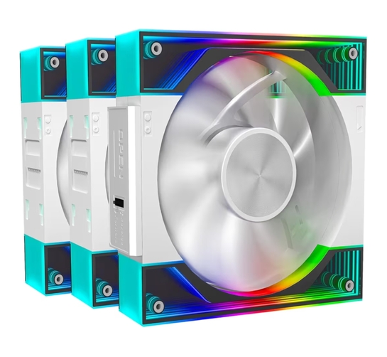 Ant Esports QuartzFlow 3-In-1 120mm ARGB Stackable Case Fan Kit with Forward/Reverse Switch and Wire Free Daisy Chain - White
