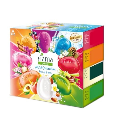 Fiama Gel Bar Mega Celebration Pack 1kg (125g Pack of 8) | 8 Unique Soap Variants
