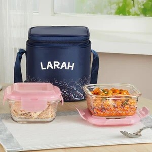 Larah by Borosil Speckle Pink Borosilicate Glass Tiffin, (320ml x...more