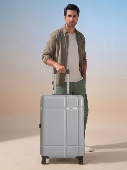 Safari Route Silver Polycarbonate Hard Sided Large Trolley Bag Suitcase 77cm - Trolley Bag for Unisex 41856034