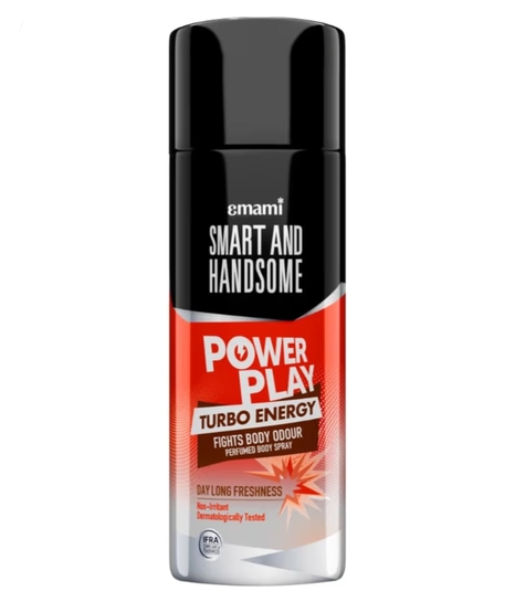 Smart And Handsome Power Play Turbo Energy Perfumed Body Spray For Day Long Freshness,150ml, Dermatologically Tested, Non-Irritant Formula, Zesty Orange & Grounding Base of Patchouli with Black Pepper