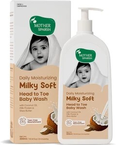 Mother Sparsh Milky Soft Head to Toe Tear Free 2 in 1 Natural Body Wash & Shampoo for Babies (300 ml)