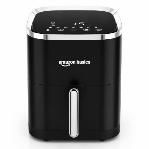 Amazon Basics 3.5L Electric Air Fryer | 1200 W | Temp. Settings Up to 200°C | Touch Control Display | Black|BIS Certified