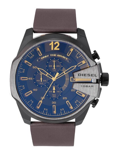 Buy DIESEL Men Navy Blue Dial & Brown Leather Straps Analogue Watch DZ4401 - Watches for Men 17746790 | Myntra