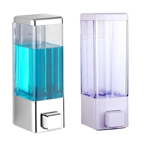 EVGREF® Liquid Soap Dispenser (350 Ml, Clear Chrome & Clear White) (Set of 2)