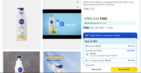 NIVEA Aloe Protection Body Lotion (400 ml) at Just ₹145 (MRP ₹645) – 78% Off!