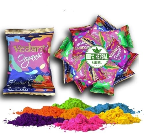 Popo Toys Holi Herbal Gulal - 100% Organic, 10 Pcs (100Gm X 10), Multicolor, Kid