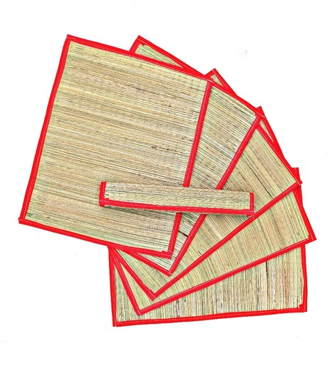 RISENATURE Korai Grass Aasan Mat for Sitting | Pooja Mat | 23x17 Inch | Pack of 3