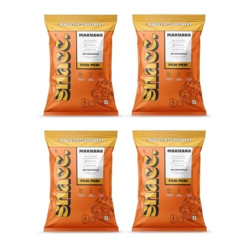 Snacc Peri Peri Makhana 18 g small pocket (Pack of 4, Peri peri)