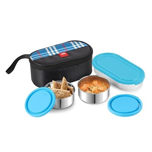 CELLO MF Trent Plus Lunch Box with Bag for Office, Blue 