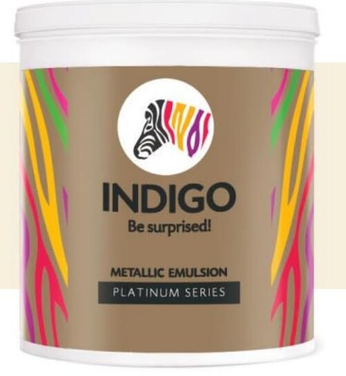 Indigo Metallic Emulsion Platinum Series – Sparkling Metallic Texture Wall Paint | Water-Based | Anti-Fungal & Algae Resistant | Interior & Exterior Use | 4 L Orange Peel