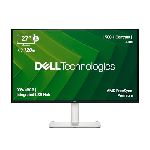 Dell S2725QC 27" 4K (3840 * 2160) USB-C Monitor|Titan Grey|IPS 120Hz| 350 cd/m2 |4 ms, Contrast 1,500:1| Tilt, Height, Pivot & Swivel