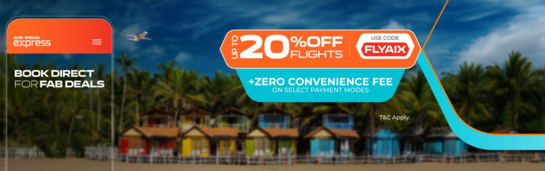 Air India Express - Up to 20% Off Flights + Zero Convenience Fee on Select Payment modes 