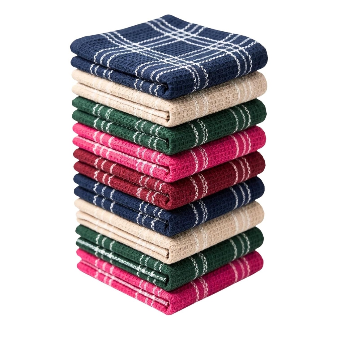 Cotton Kitchen Towels Set of 9 | 47x47cm | Super Absorbent | Quick Drying | Mix Color | Dish Cloth
