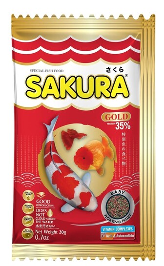 Sakura Gold Super Premium Fish Food with Vitamin Complexes + Krill & Astaxanthin in Micro 1mm Pellet 20gm