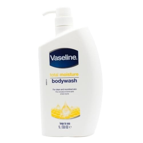 Vaseline Total Moisture Body Wash Pump Bottle for Healthy, Fresh Skin, Easy to Rinse, Gentle 1L