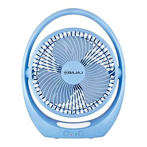 Bajaj Pygmy Go 178MM Mini Fan with LED Lighting | Rechargeable PortableBlue