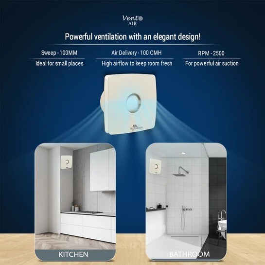 RR VENTO AIR | High Speed | Silent Operation | Rust Proof | Kitchen Use 100 mm Exhaust Fan (WHITE)