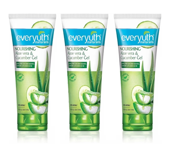 Everyuth Naturals Nourishing Aloe Vera & Cucumber Gel| Protects from Acne, Cuts & Rashes|Refreshing & Soothing Care|Paraben free|For Oily, Dry, Normal, Combination & Sensitive Skin - 150 g (Pack of 3)