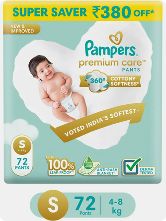 (MRP error) Pampers Premium Care Pant Diapers - S (72 Pieces)