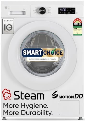 LG Smart Choice, 7 Kg, 5 Star, Steam, Inverter Direct Drive Technology, 6 Motion DD, Fully-Automatic Front Load Washing Machine 