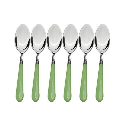 Bigplayer Scutlery Stainless Steel Dinner Spoons with Round Edge, Set of - 6 Pcs, Multicolor - 9 Cm