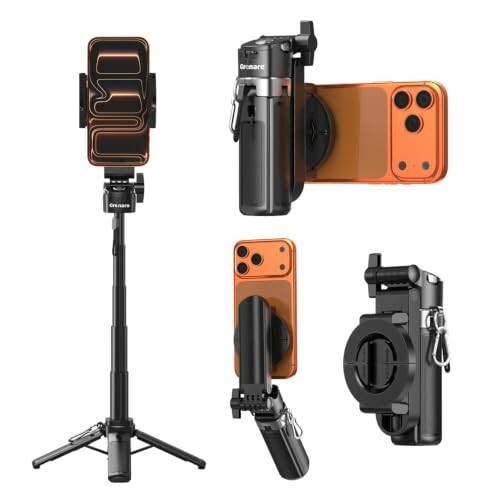 GRENARO Tripod Stand for Phone, Mini Selfie Stick Tripod with Magnetic & Clamp Holder