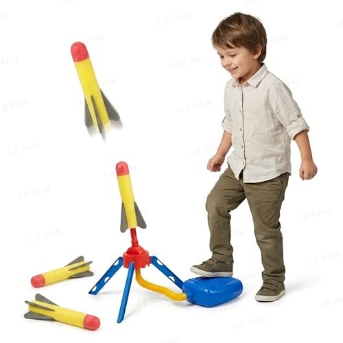 Lefan Air Powered Flying Rocket Toy for Kids, Foam Rocket Launcher Set 