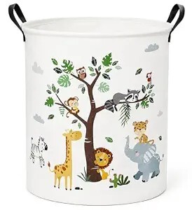 Round Panda Print Laundry Hamper Storage Basket