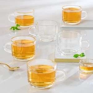 BOROSIL Chai Time Transparent Glass Coffee Mug (210 ml, Pack of 6)