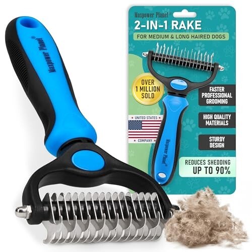 Maxpower Planet Pet Grooming Brush - Double Sided Shedding and Dematting 