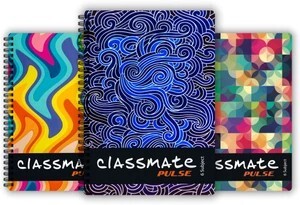 Classmate Pulse 6 Subject (240 X 180 mm) Spiral B5 Notebook Unruled 300 Pages (Multicolor, Pack of 3)