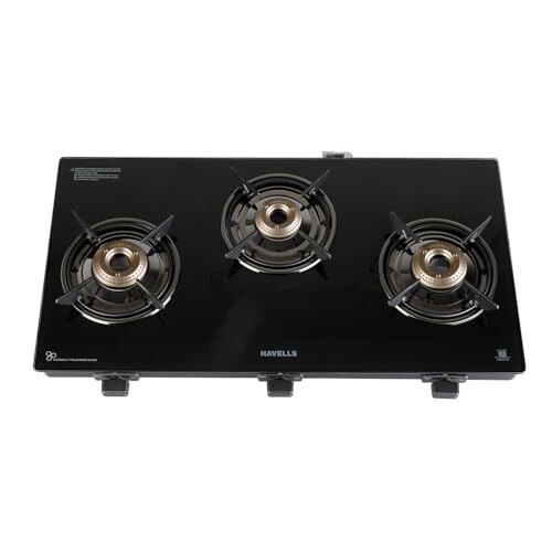 Havells GEOSLIM JUMBO Gas stove |3 Heavy Duty Forged Brass Burner (Black)
