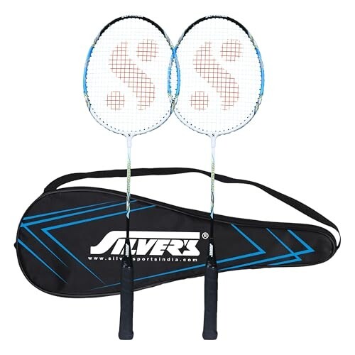 Silver's Aluminium Defender Badminton Kit (2 Racquets with Full Cover)(Blue/White)