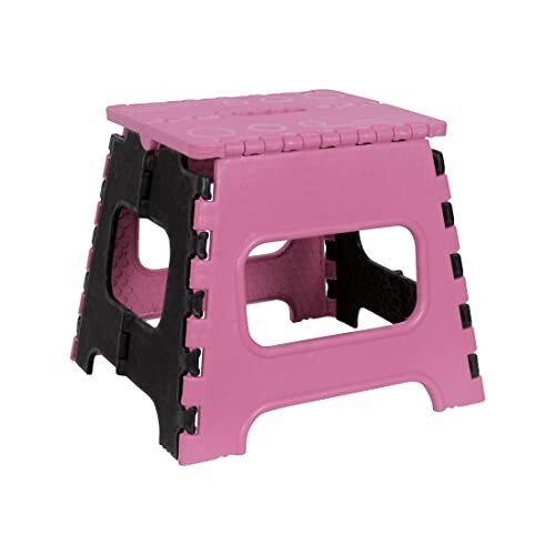 PrettyKrafts 12 Inches Super Strong Folding Step Stool for Adults and Kids, Kitchen Stepping Stools, Garden Step Stool Kitchen Stool -(Pack of 1),Pink