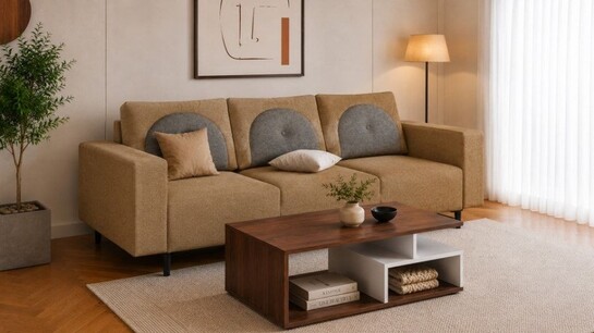 Cresco 3-Seater Fabric Sofa Set for Living Room (Sofa and Ewa Coffee Table)