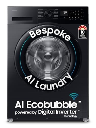 Samsung 12 kg, 5 Star, Super Speed, Wi-Fi, Hygiene Steam with Inbuilt Heater, Digital Inverter, Fully-Automatic Front Load Washing Machine (WW12DG5B24ABTL, Black)