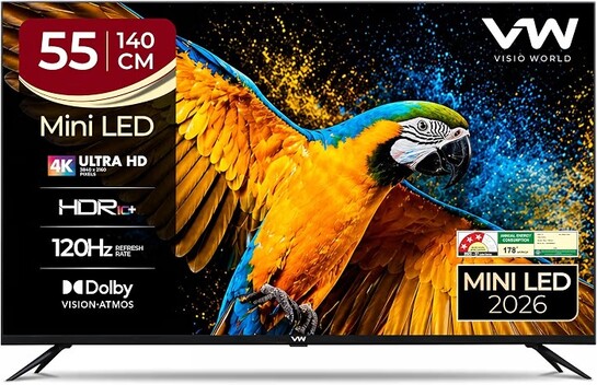 VW 140 cm (55 inches) 4K Ultra HD QLED Smart Mini LED Google TV