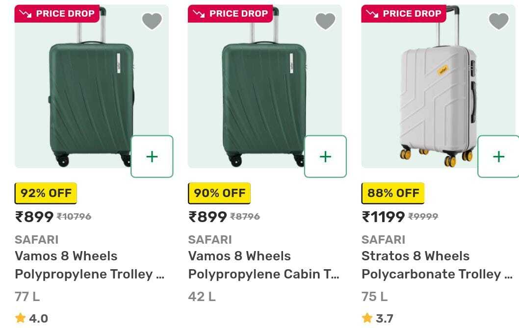 Bigbasket Loot : Safari suitcase 92% off 
