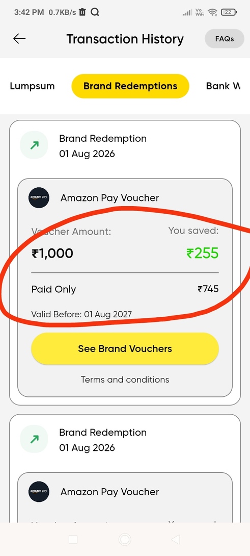 Amazonpay gift card  1000 Rs @ 745 Rs(25% discount) 