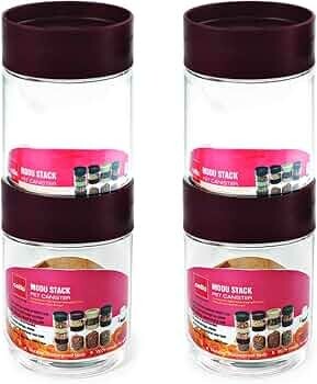 [Expired ] CELLO Modustack Pet Storage Jar For Kitchen Set of 4 Pcs, 750 ml Grey | 