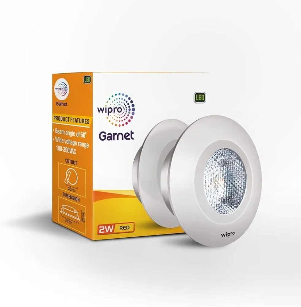 wipro Garnet 2W LED Integrated Spotlight | Red  | Pack of 1