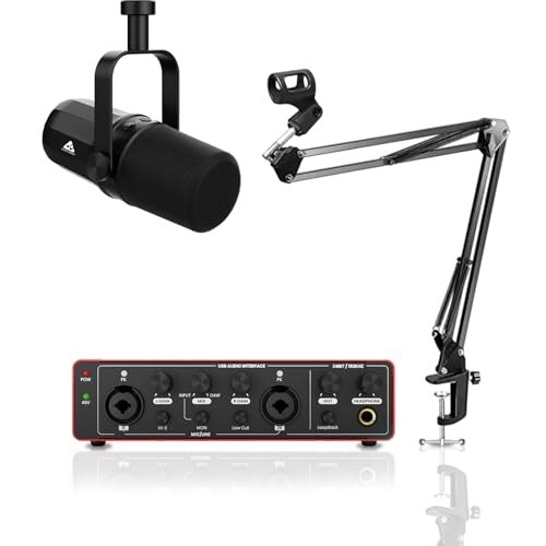 Audio Array Complete Podcast Bundle | USB/XLR Dynamic Mic with Audio Interface,Professional Streaming & Recording Kit for PC, Mac & Mobile Devices - PB-02