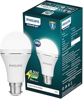 Philips Stellar Bright Rechargeable Emergency Inverter LED Bulb B22 8.5-Watt-Crystal White(Pack of 1)