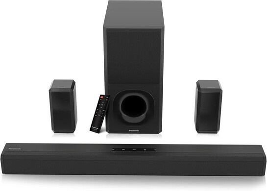 Panasonic 600W 5.1 Ch Sound Bar with 3D Surround Sound Speaker System (SC-HTS600GWK, Black)