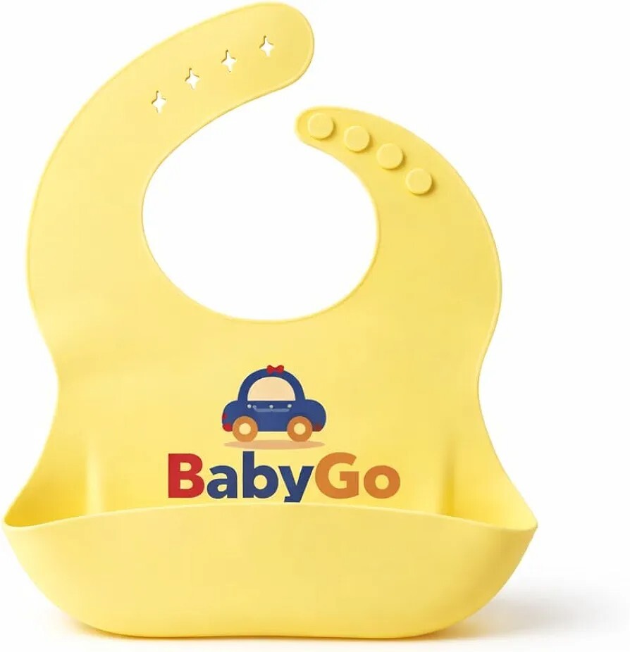 BabyGo Silicone Bib for Feeding & Weaning  | BPA Free | Waterproof | | 0-24 Months | Soft,  | Yellow | Pack Of 1