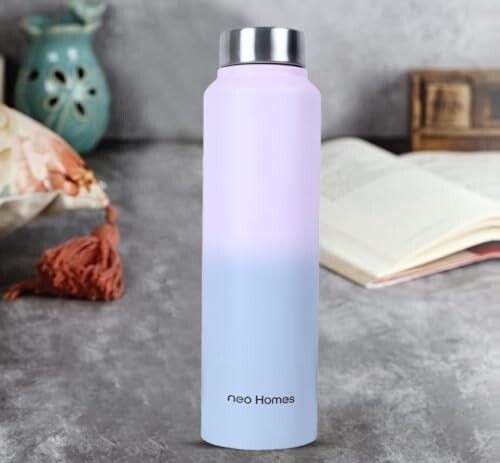 Stainless Steel Cora Water Bottles Set of 1, 1 Litre | Rust-Resistant, Shatter-Proof, Spill-Proof | Food Grade Steel | Office, School, Travel | Dishwasher Safe (Pink/Blue)