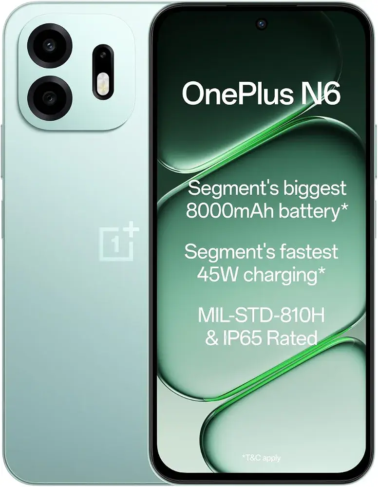 OnePlus N6 | 4GB+128GB | Fresh Mint | Segment's Biggest 8000mAh Battery | Segment's Fastest 45W Charging | 48-Month Smoothness | Smooth 120Hz Display | 50MP Camera | Military-Grade Durability
