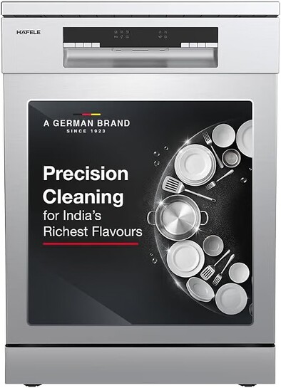 Hafele Aqua Chrome Dishwasher |13 Place Settings |Upto 70 Utensils |Designed for Indian Kitchens
